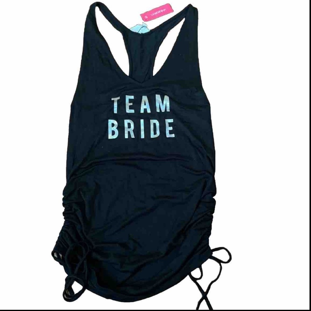 Xhilaration "Team Bride" Black Silver Swim Bachelorette Party Cover Up New!